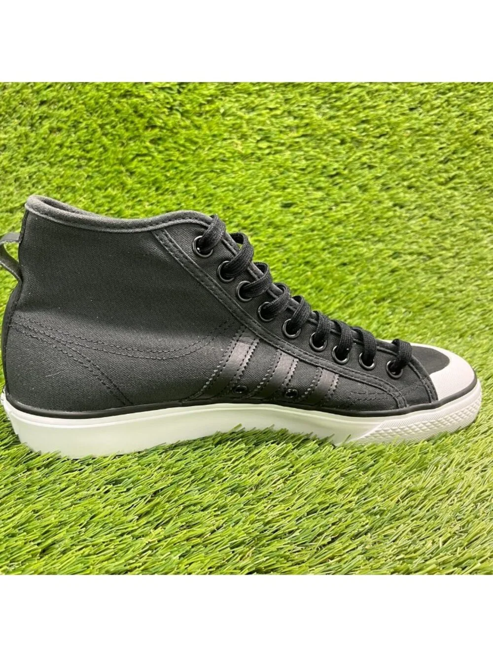 Adidas Nizza Hi Mens Size 9.5 Black White Athletic Walking Canvas Shoes Sneakers